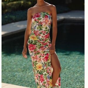 NWT Anthropologie Floral Strapless Maxi Dress
